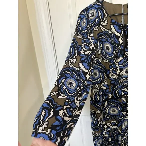 NWT Express Blue Brown Floral Cropped Wide Leg Jumpsuit Size 4 Pockets - Picture 8 of 11
